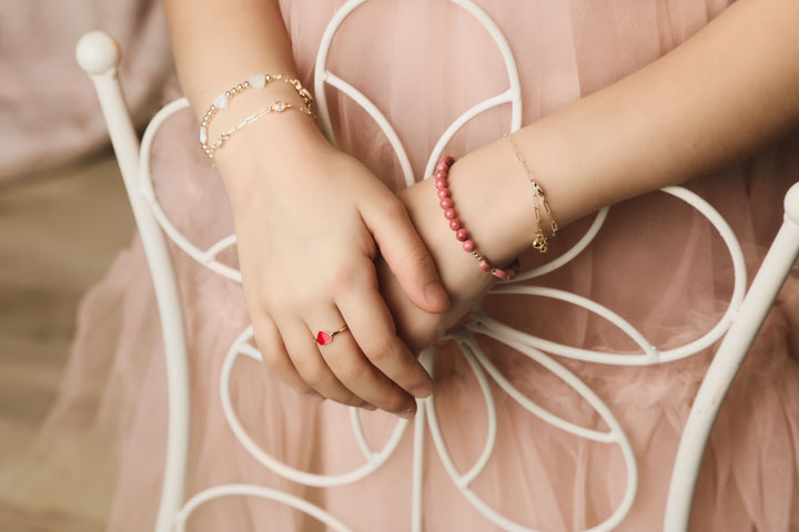 accessories gold heart ring - red