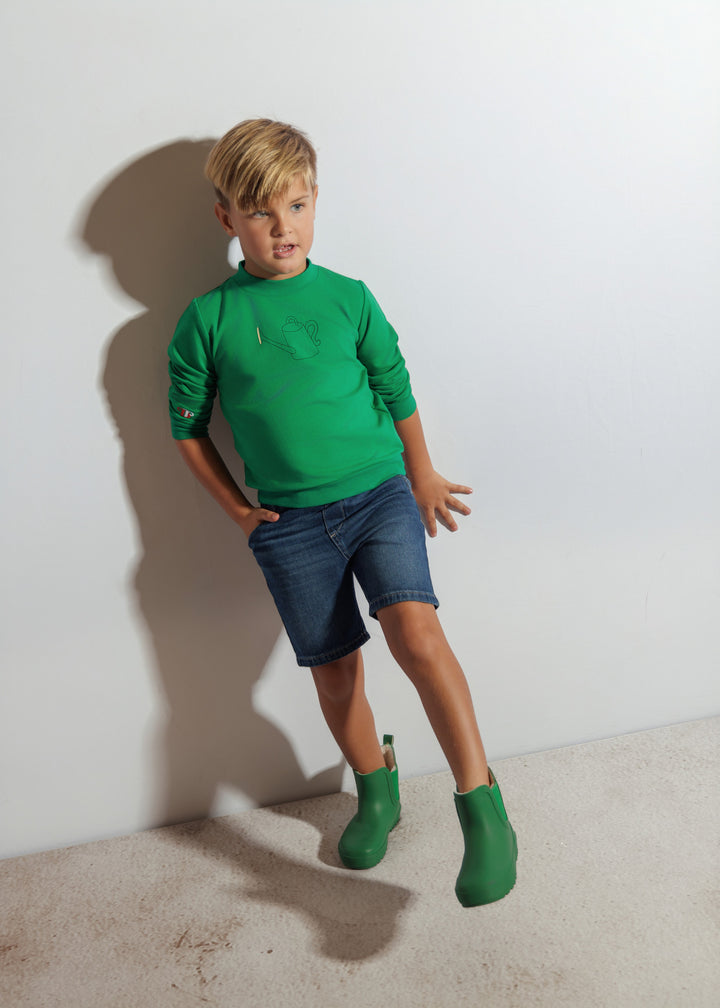 top l/s flower pot sweatshirt - green