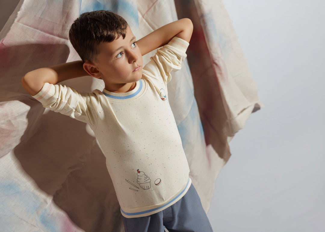 top l/s cupcake sweatshirt - beige