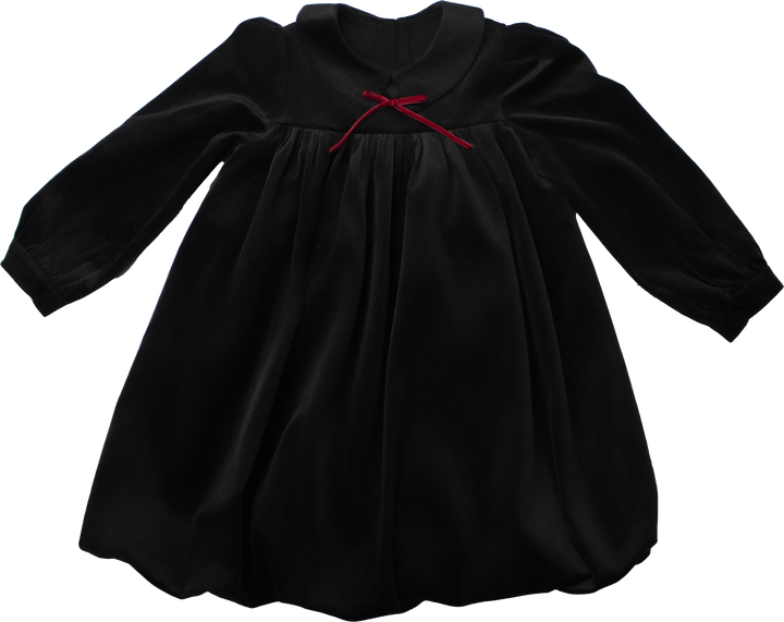dress high waisted velvet ribbon with collar - black