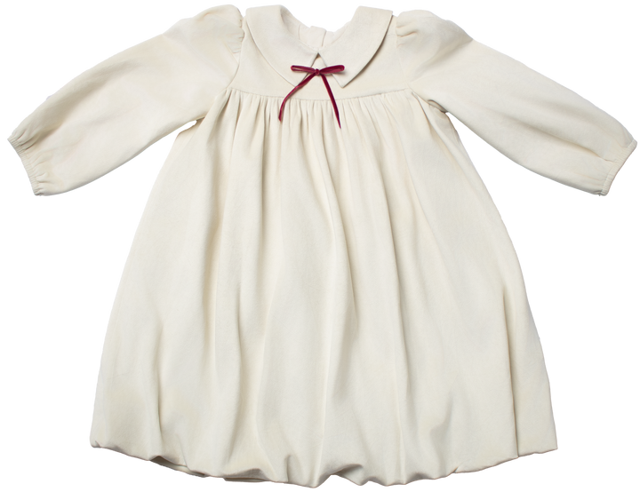 dress high waisted velvet ribbon with collar - ivory