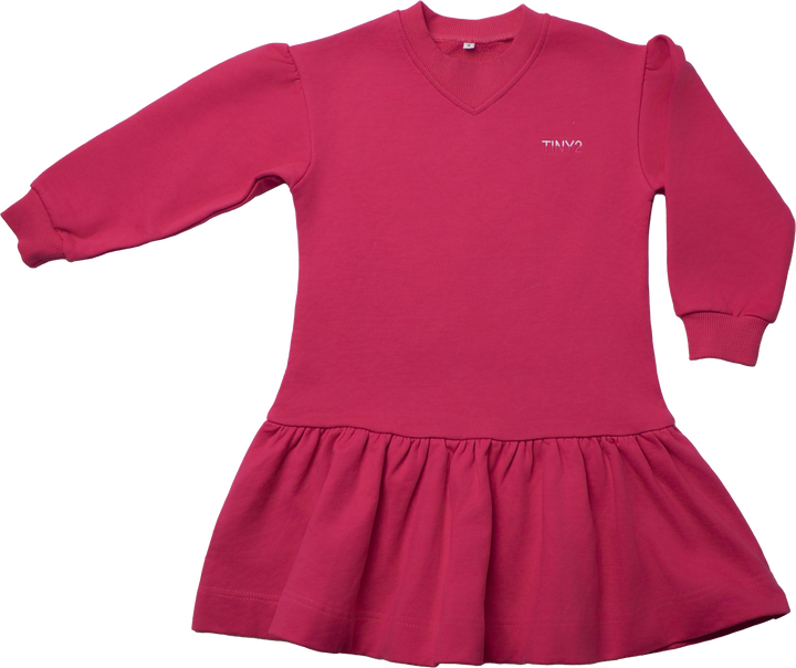 dress sweatshirt ruffled bottom with logo - hot pink