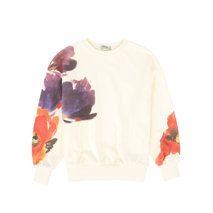 top l/s floral sweatshirt - ivory