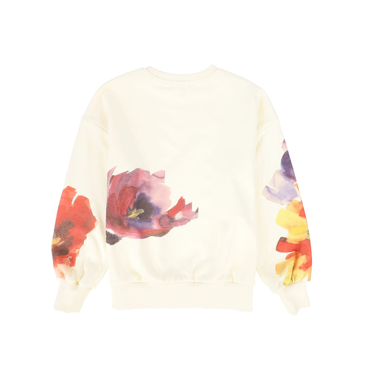 top l/s floral sweatshirt - ivory