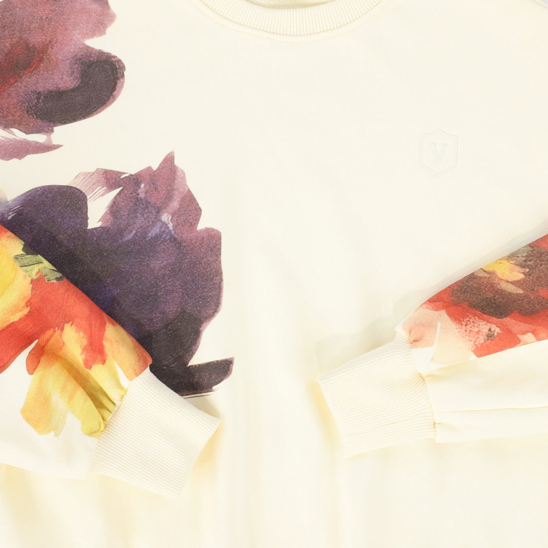 top l/s floral sweatshirt - ivory