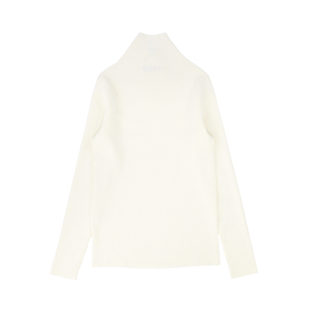top l/s ribbed wrap mock neck - ivory