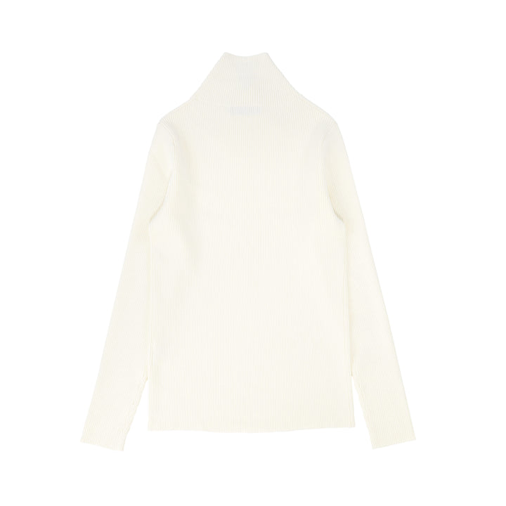 top l/s ribbed wrap mock neck - ivory