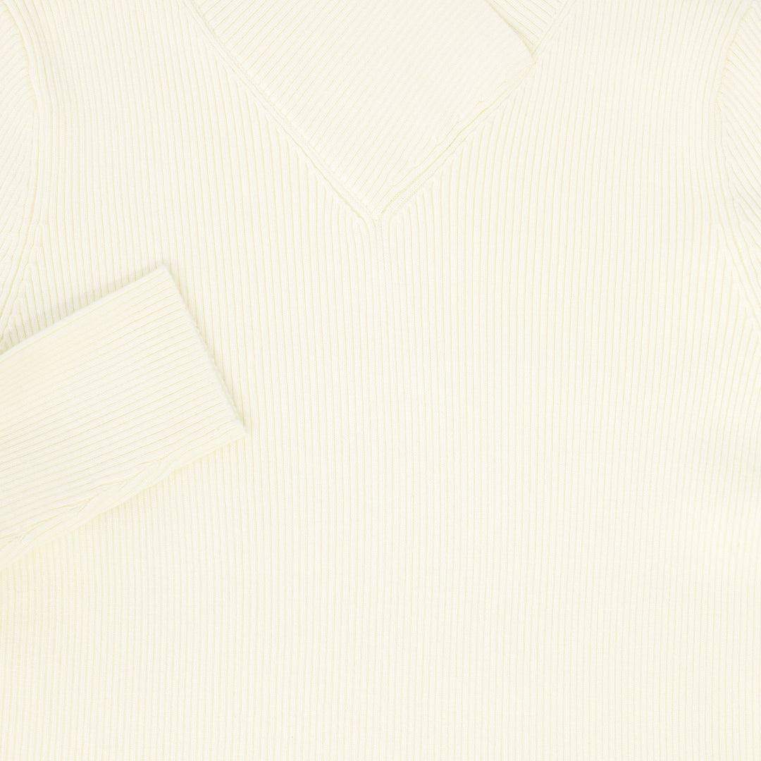 top l/s ribbed wrap mock neck - ivory