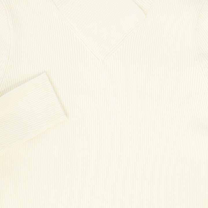 top l/s ribbed wrap mock neck - ivory