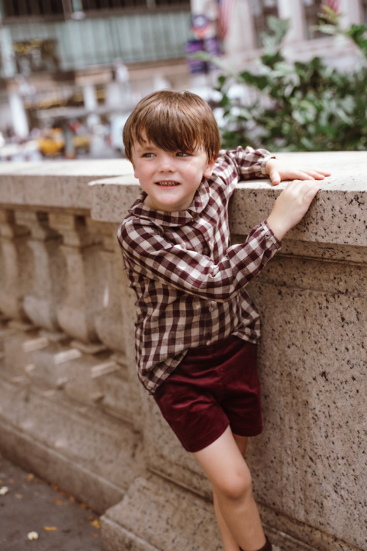 shirt l/s gingham - burgundy
