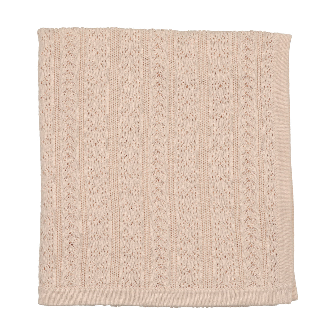 set knit cotton footie with pointelle cardigan bonnet and blanket - champagne pink