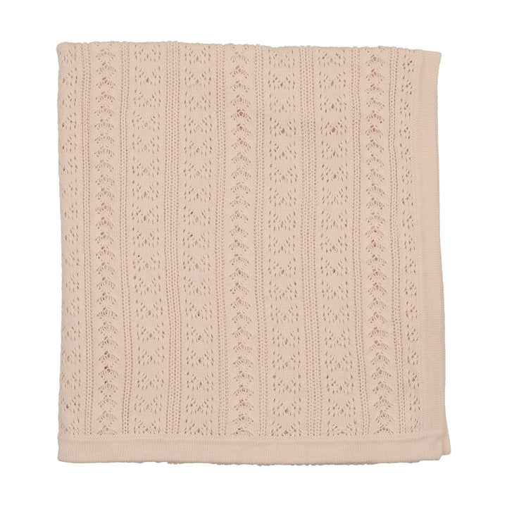 set knit cotton footie with pointelle cardigan bonnet and blanket - champagne pink