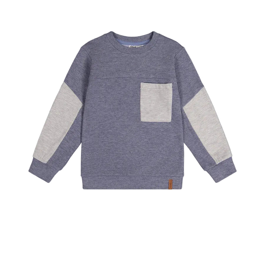 top l/s brushed colorblock pocket sweatshirt - blue wash-04670