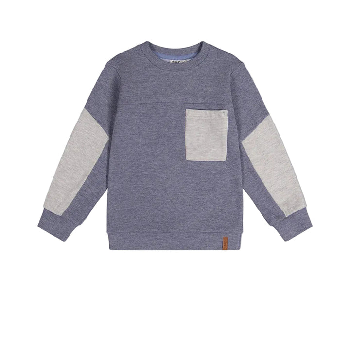 top l/s brushed colorblock pocket sweatshirt - blue wash-04670