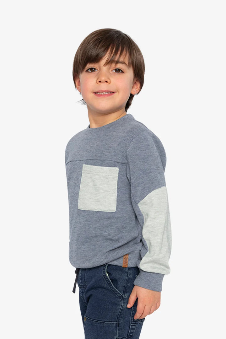 top l/s brushed colorblock pocket sweatshirt - blue wash-04670