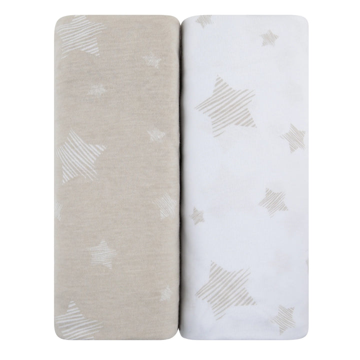 sheet cotton crib/toddler drawn star - tan