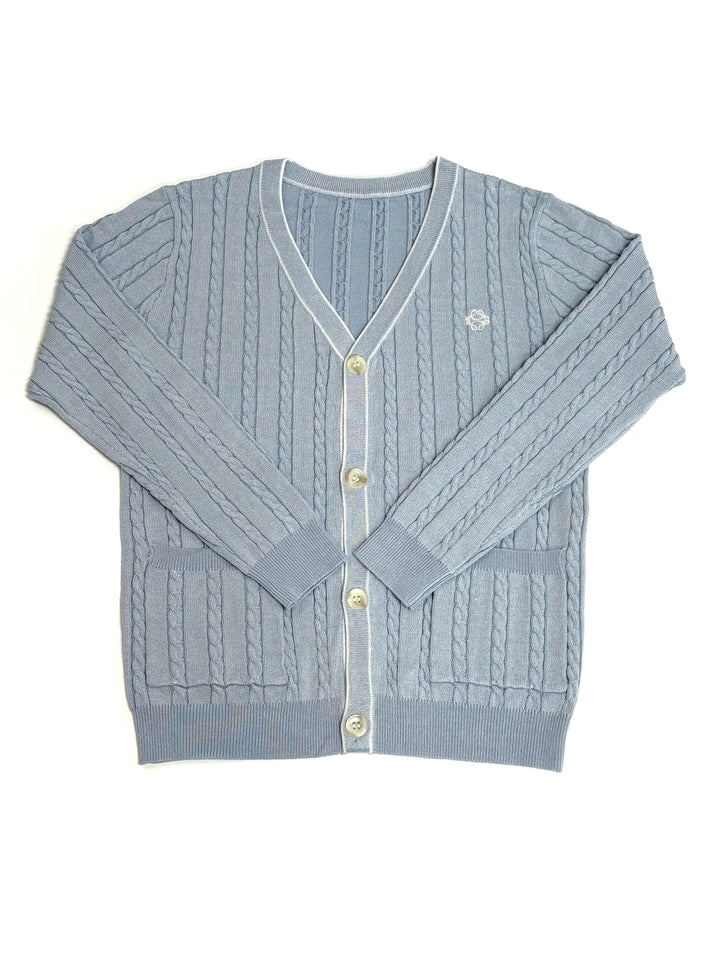 top l/s cable knit v cardigan - dove