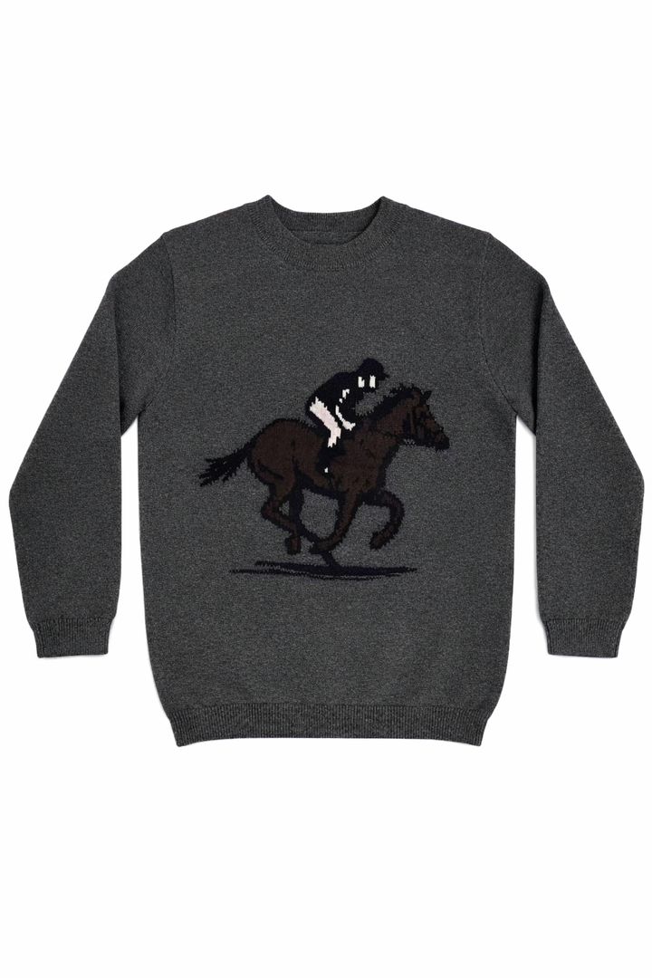 top l/s knit horseman sweatshirt - grey