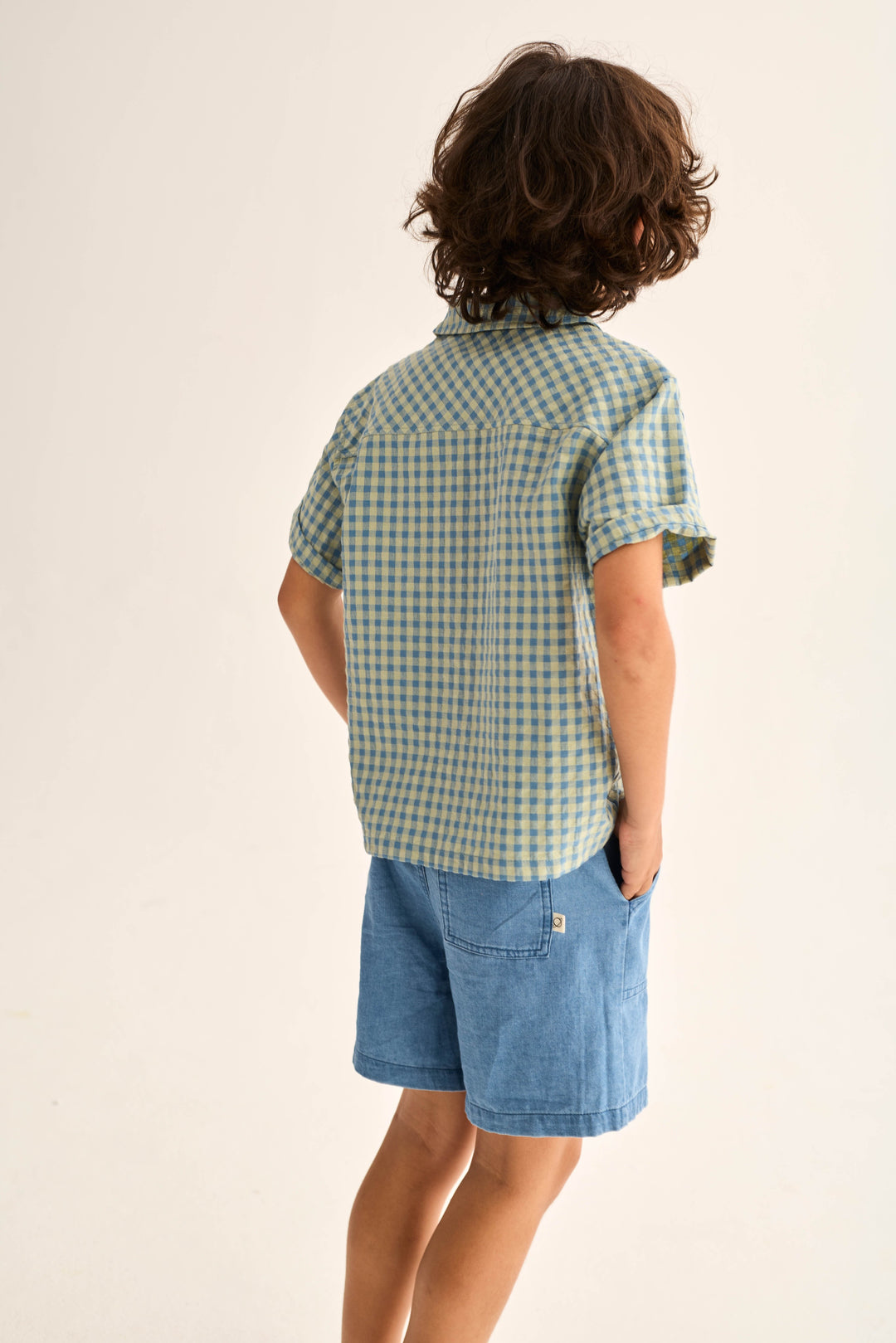 shirt s/s checkered pocket - blue