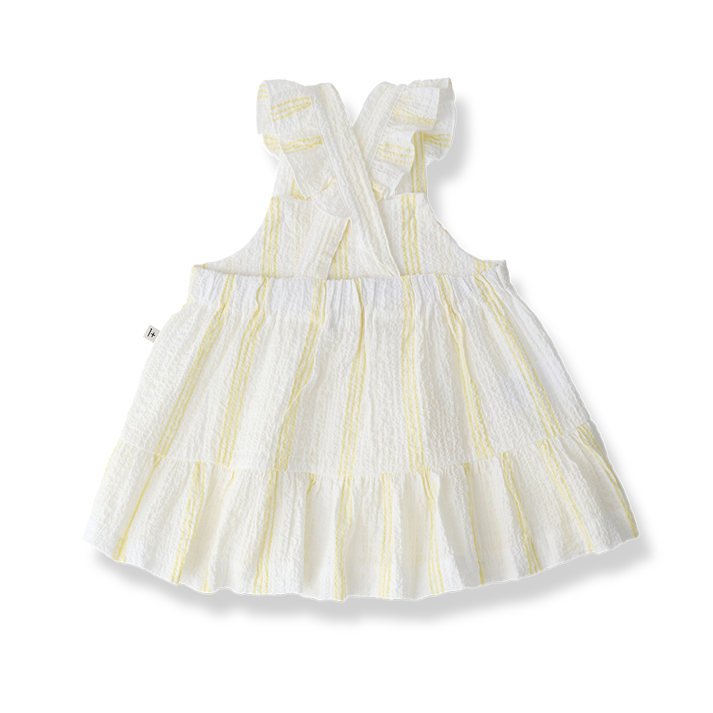 dress tiered striped crepe jumper - lemon