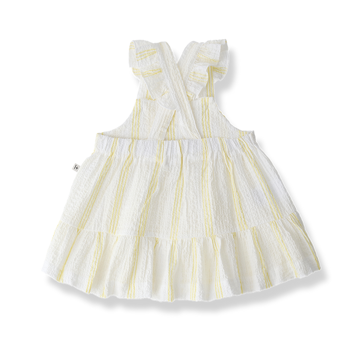 dress tiered striped crepe jumper - lemon