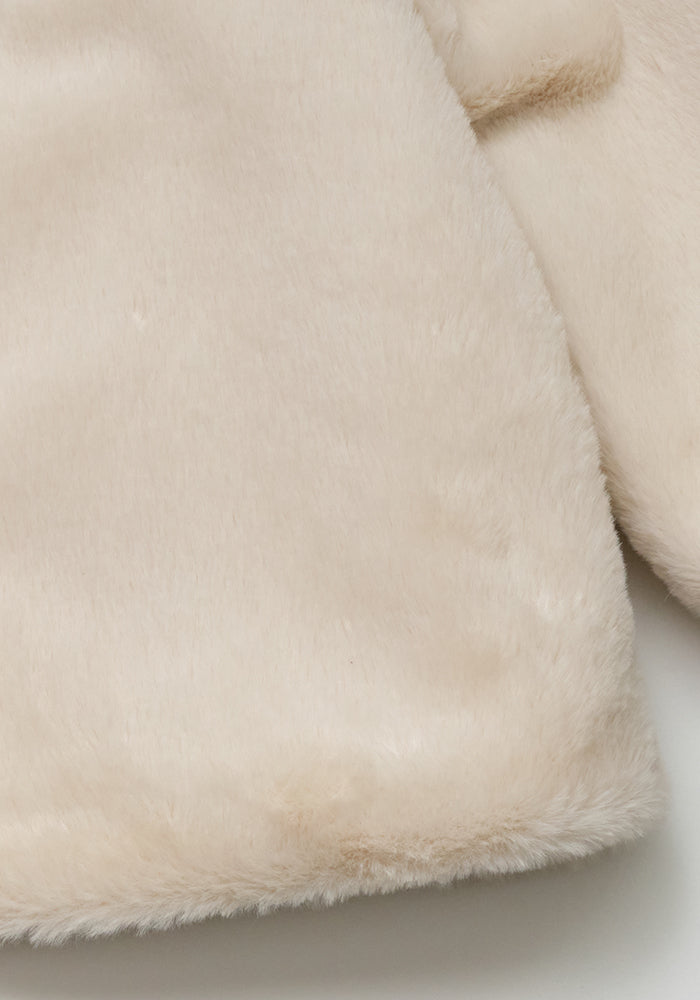 jacket fur with embroidery - light beige