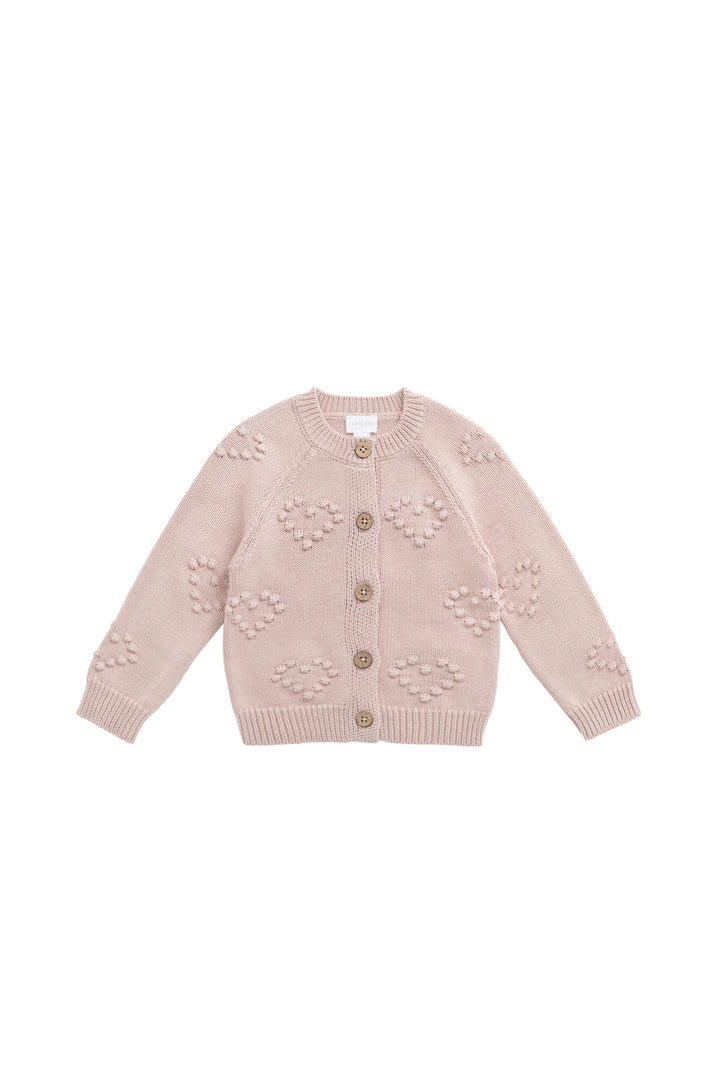 cardigan pink hearts knit - shell pink