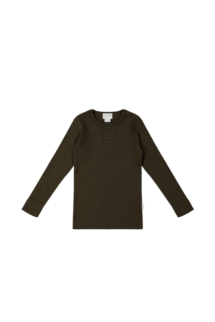 set outfit ribbed henley top and leggings - bistre