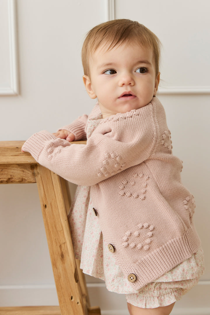 cardigan pink hearts knit - shell pink