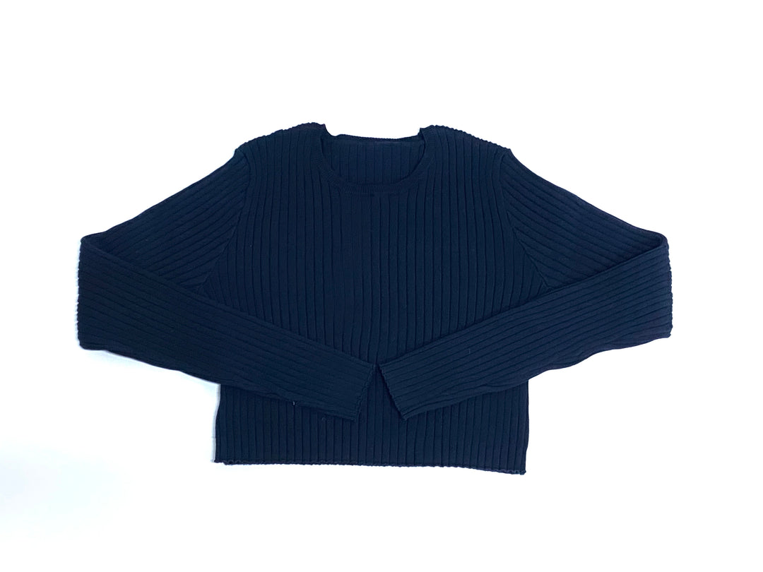 dress pinstriped midi jumper with cropped rib sweater - blue