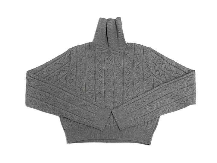 top l/s pointelle heart turtleneck - grey