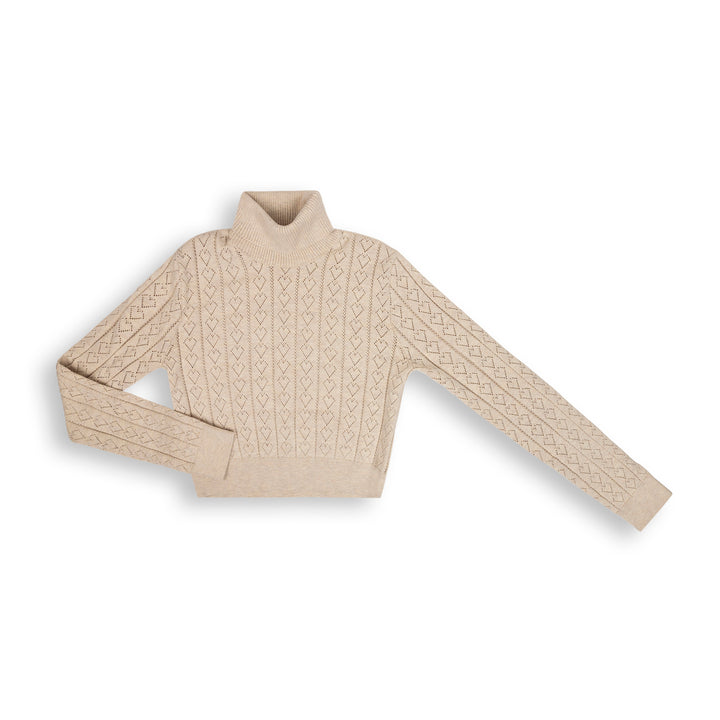 top l/s pointelle heart turtleneck - natural