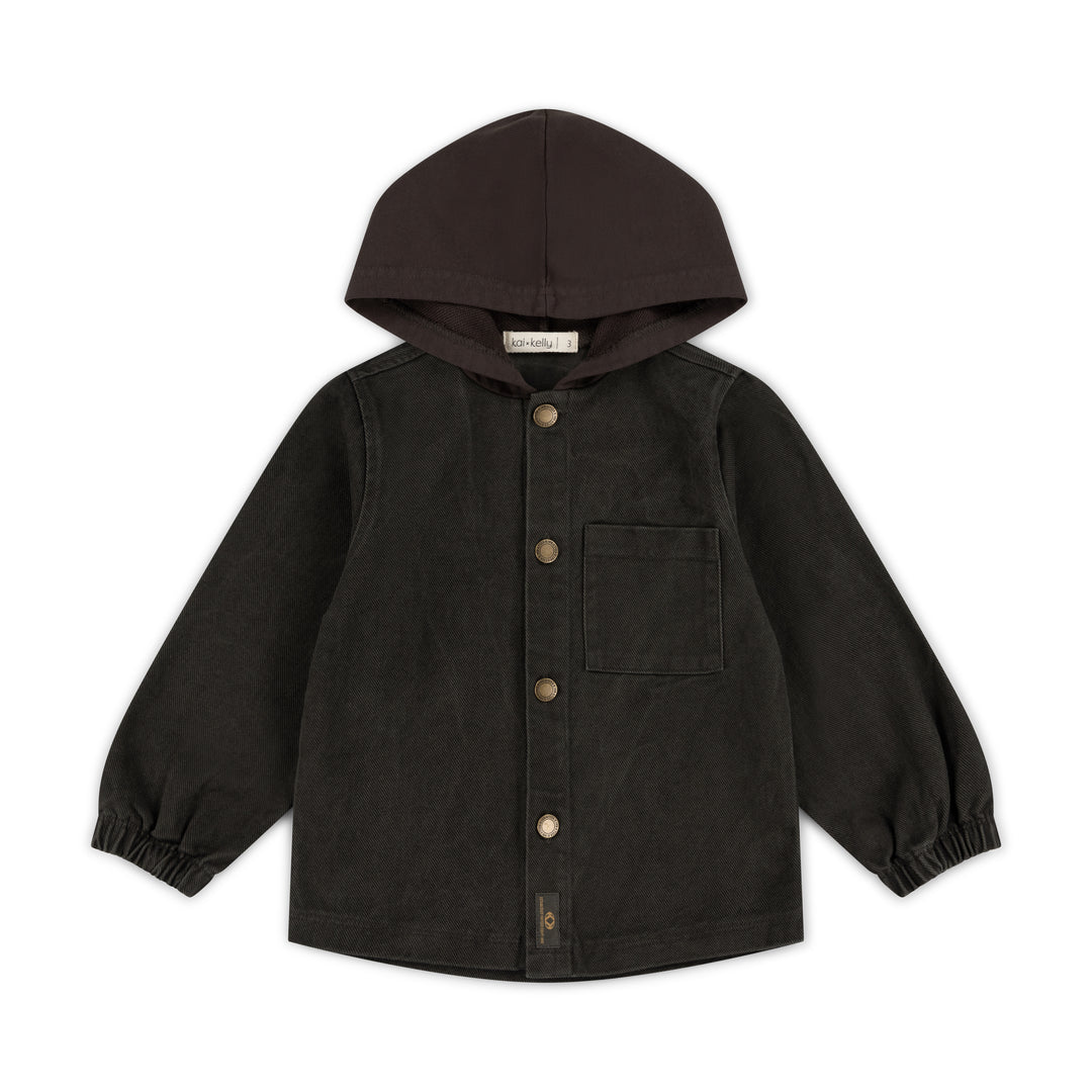 top l/s off duty hooded sweatshirt - khaki denim