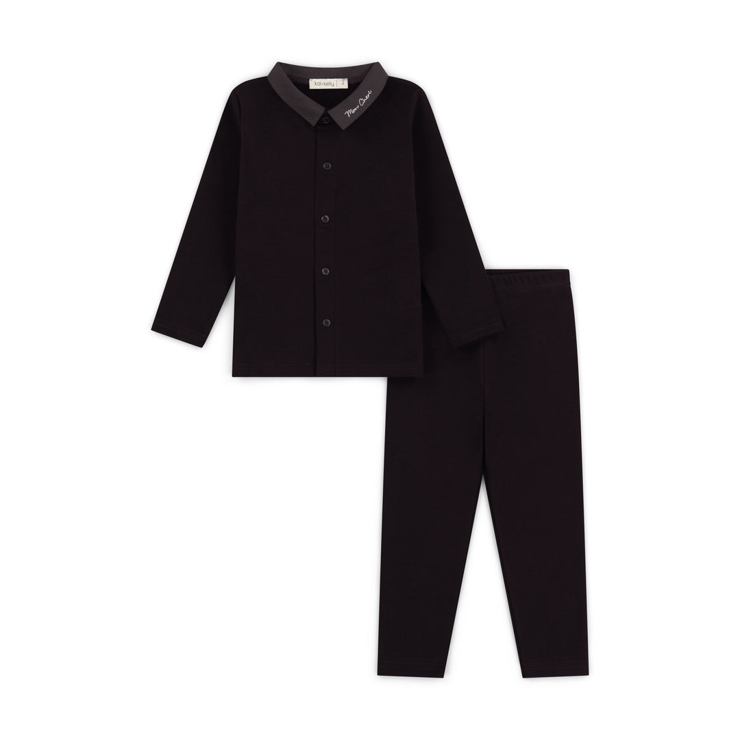 pajamas top with pants - eggplant