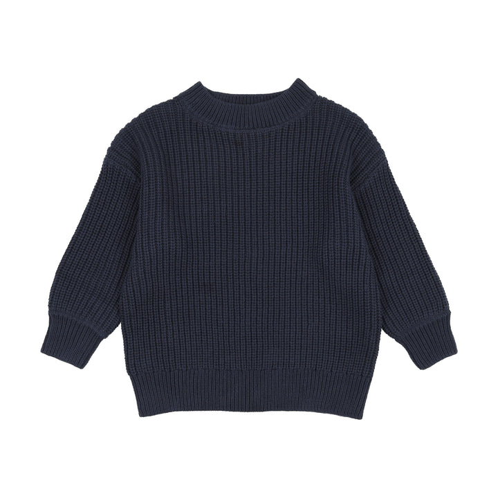 top l/s chunky ribbed sweater - navy
