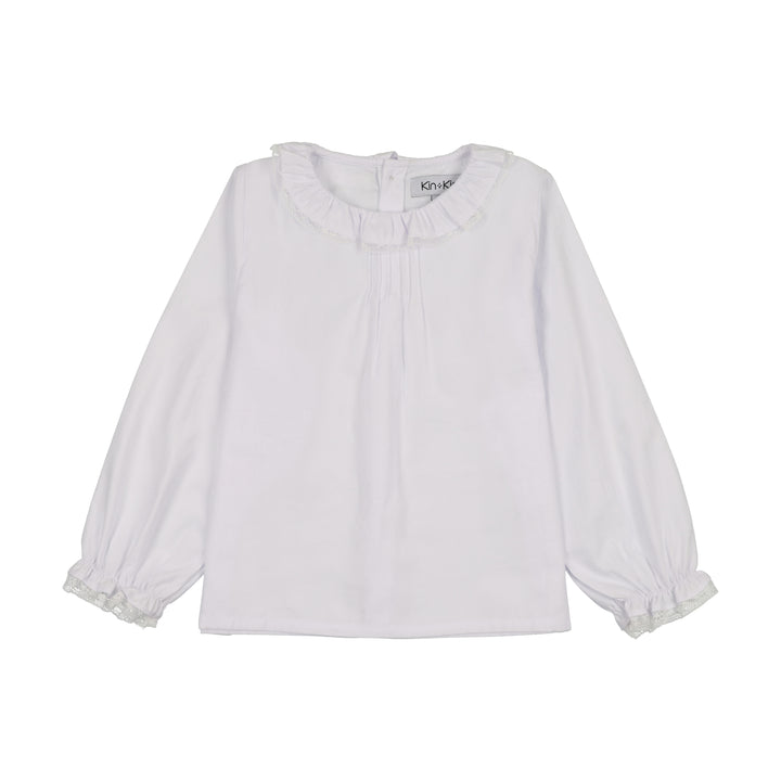 shirt l/s ruffled collar blouse - white