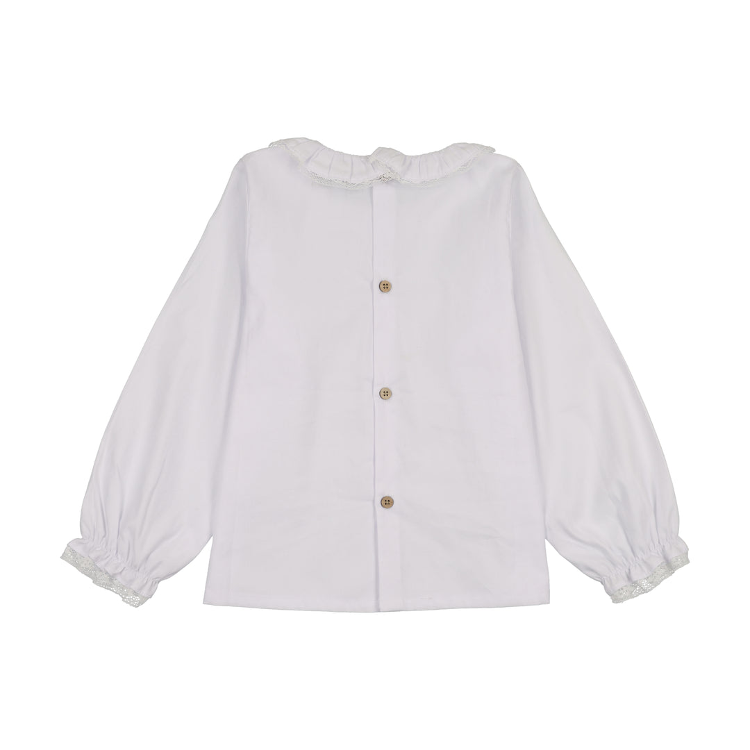shirt l/s ruffled collar blouse - white