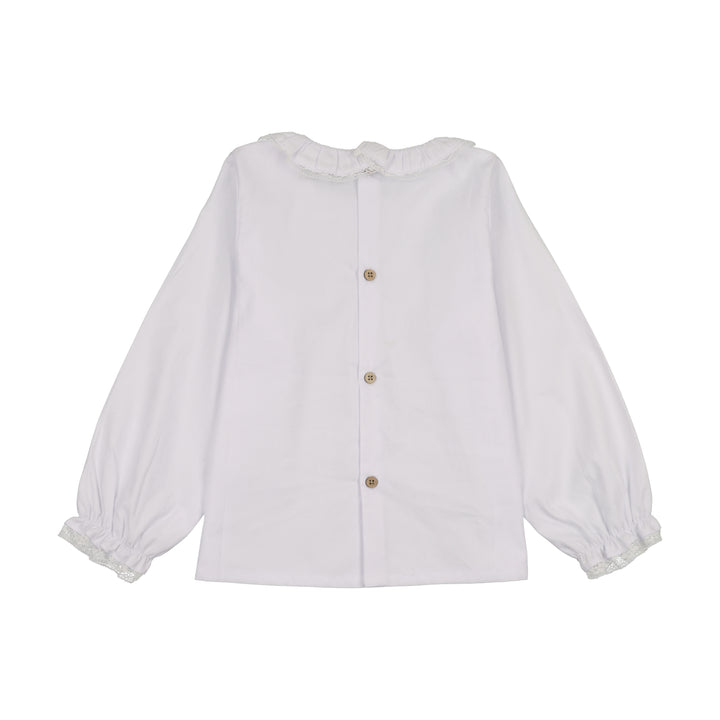 shirt l/s ruffled collar blouse - white