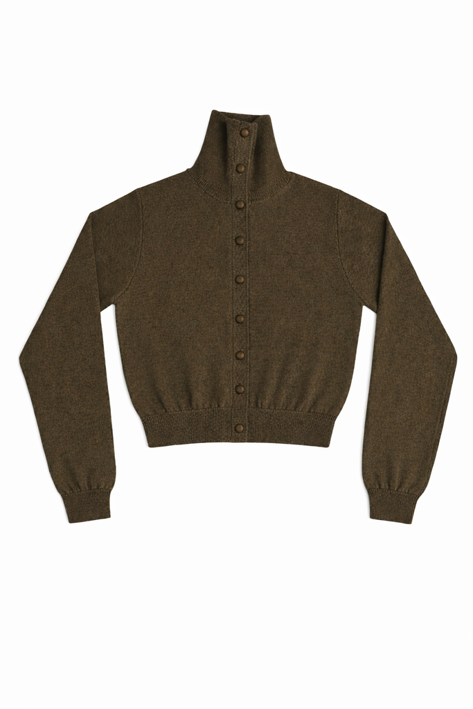 top l/s knit turtleneck cardigan - cocoa – Lily and Todd