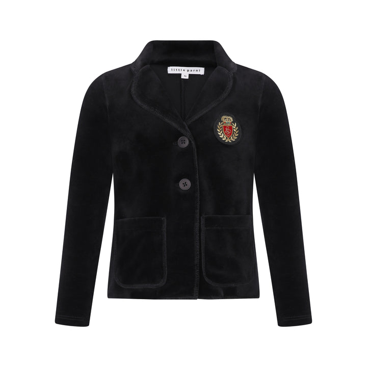 blazer velour with logo - black