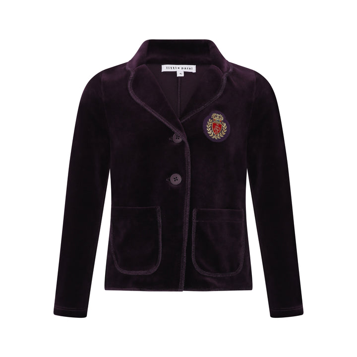 blazer velour with logo - plum