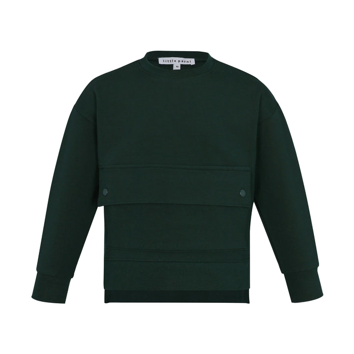 top l/s sweat side pocket - green