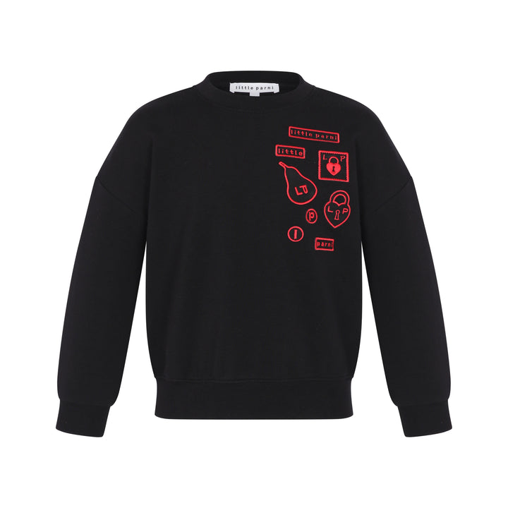 top l/s sweat multipatch - black