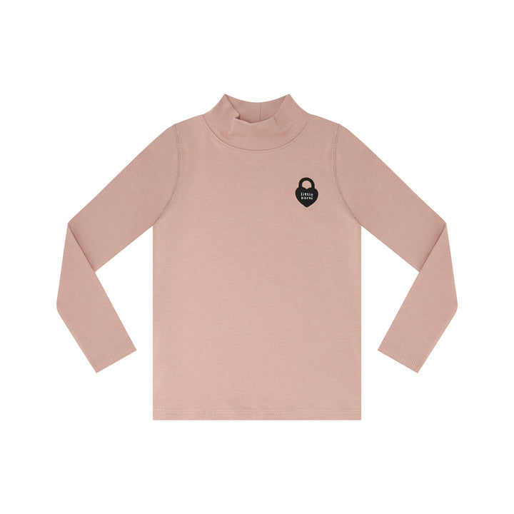 top l/s mockneck heart logo - pink