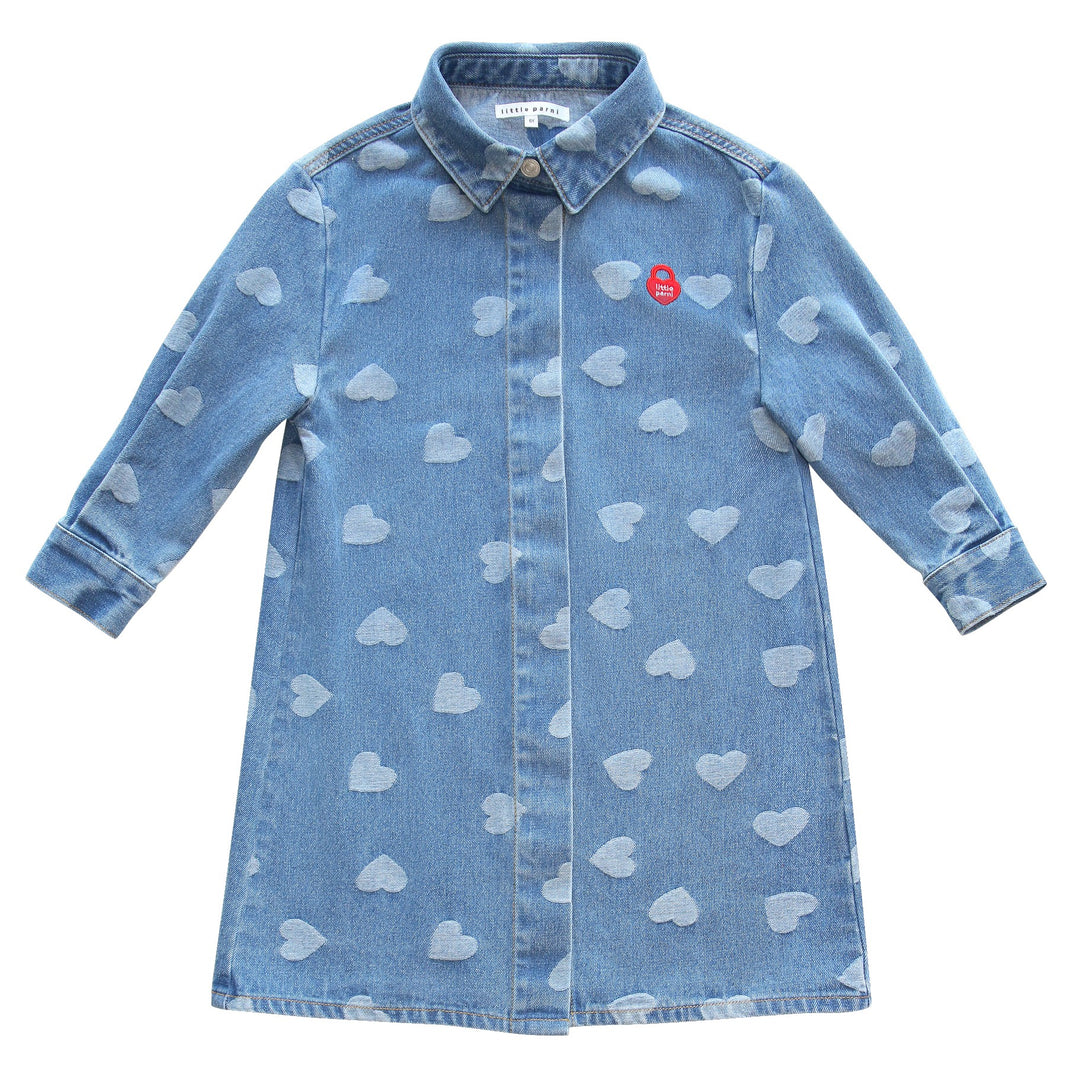 heartprint denim shirtdress - denim
