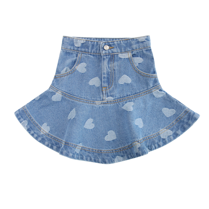 skirt denim hearts yoke - denim