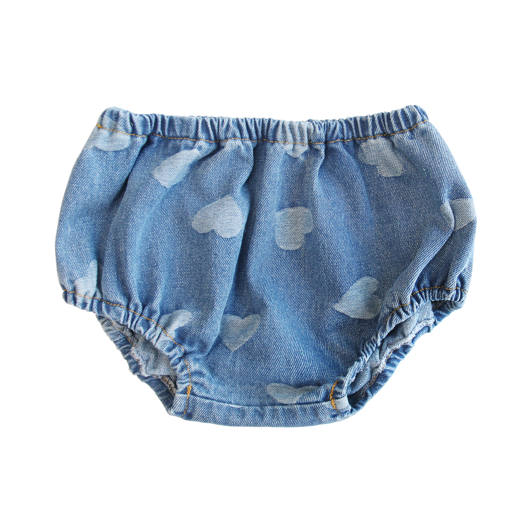 heartprint denim baby bloomers - denim
