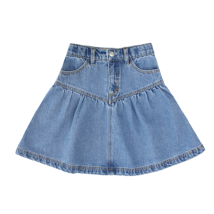 skirt denim yoke regular length - blue denim