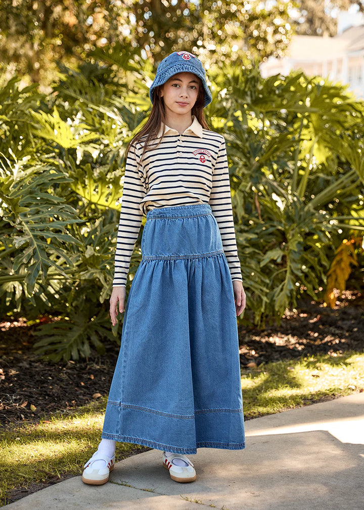 classic denim maxi skirt - blue denim