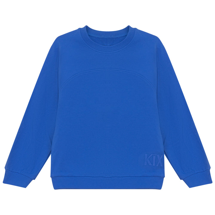 top l/s round yoke sweatshirt - blue